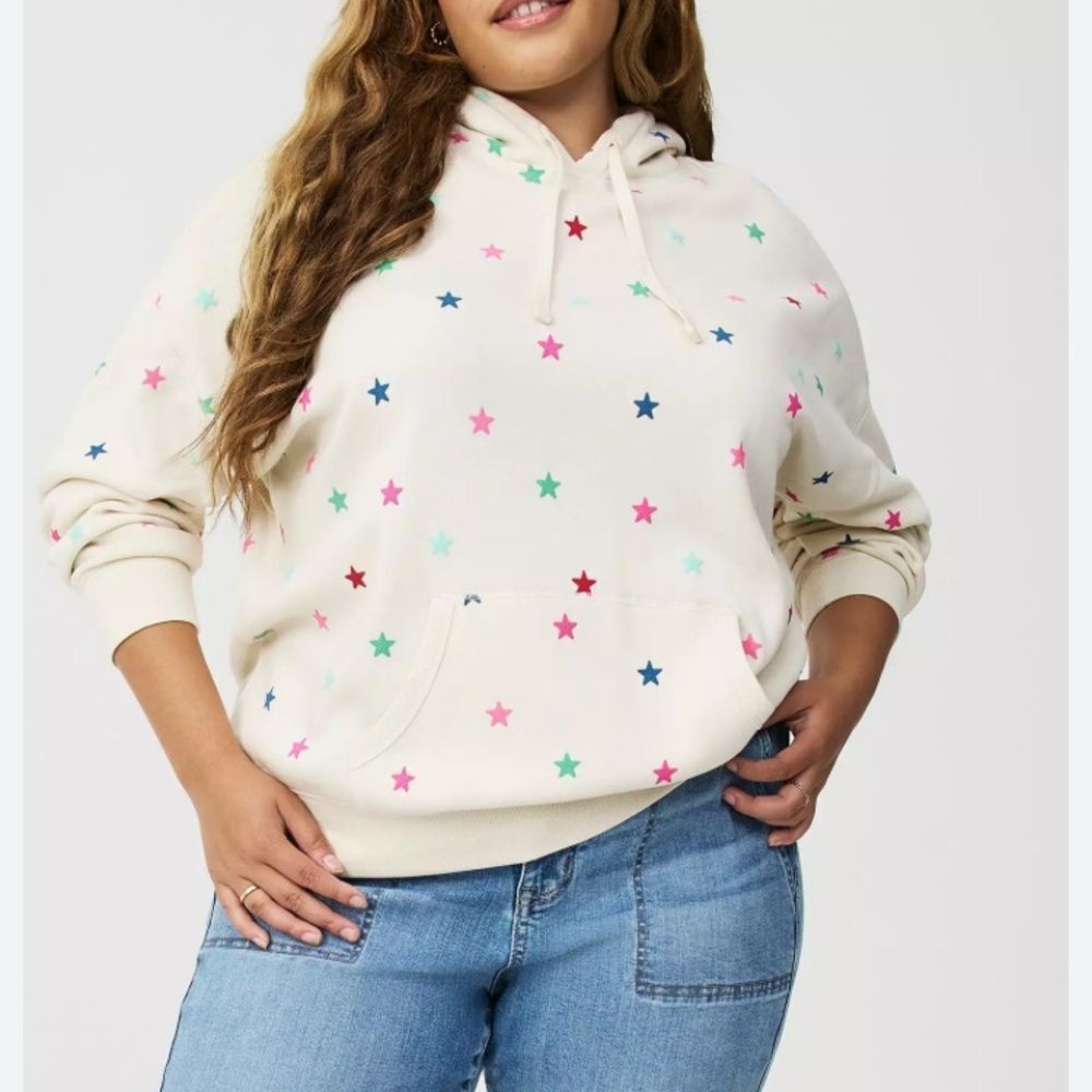Torrid Cream Fleece Hoodie Plus Size 4